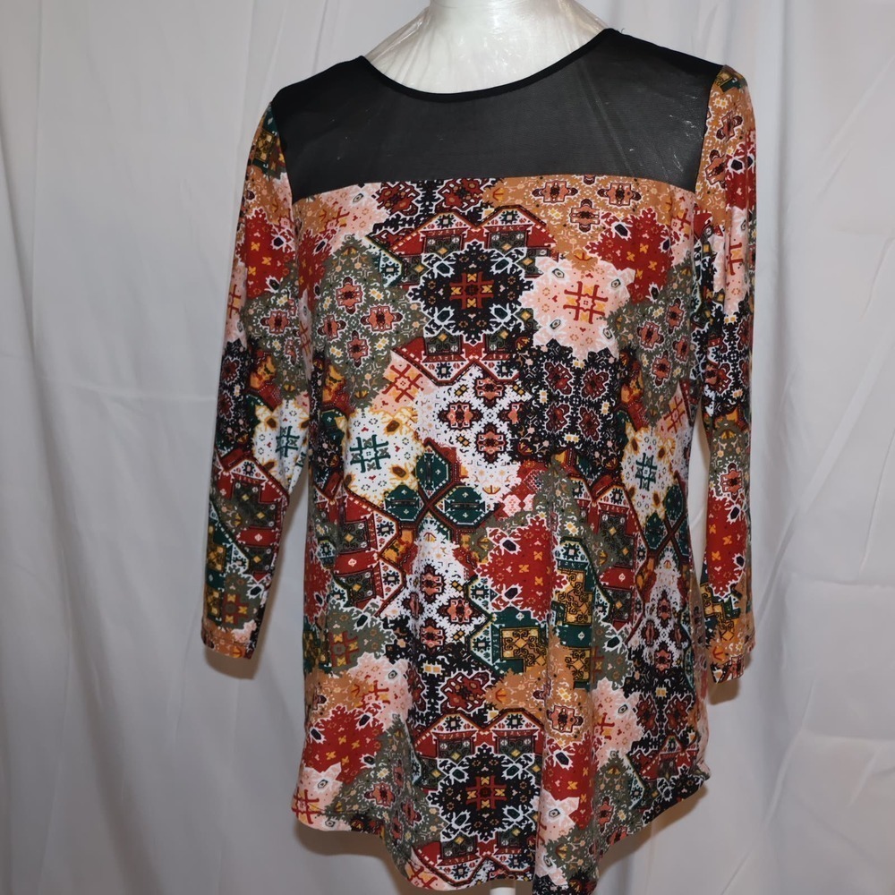Kristin Nicole Top, 3\4 Sleeves, Mixed Media Top Size Medium Women